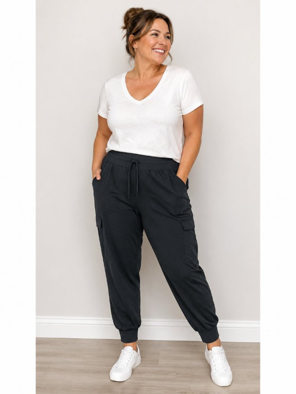 CALIA Women's Black Cargo Jogger Pants XXL Athleisure Travel Stretch